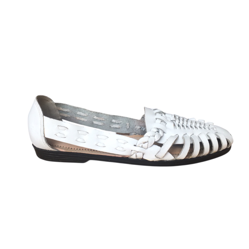 The Leather Collection Elegant Vintage White Braided Loafers Shoes 9